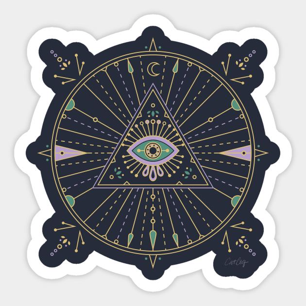 Purple & Green Evil Eye Mandala Sticker by CatCoq